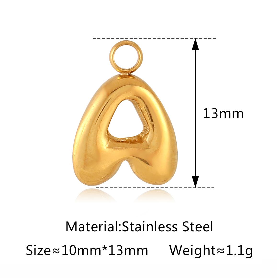 3Pcs Bubble Letter Charms Fadeless Gold Color PVD Plated Balloon Alphabet A-Z Pedant DIY Initial Necklaces Women Jewelry Making