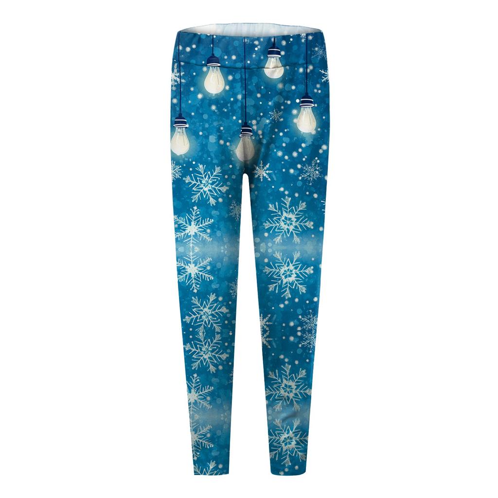 Women's Casual Outdoor Christmas Pattern Slim Fitting Elastic Yoga Pants Cropped Pants