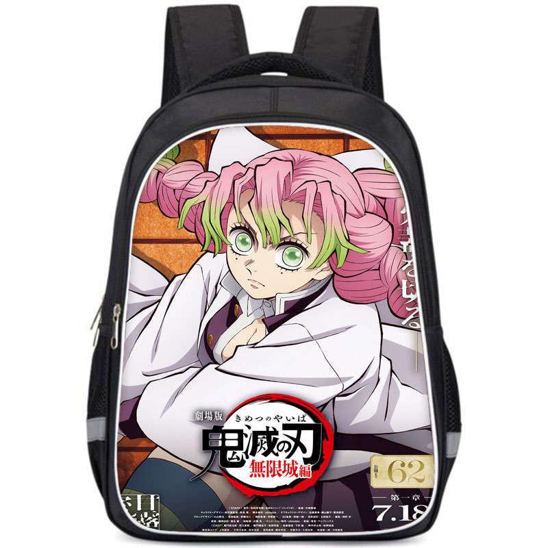 

Casual Demon Slayer School Bag With Spacious Compartments For Teens Use Everyday Double Large зелёный