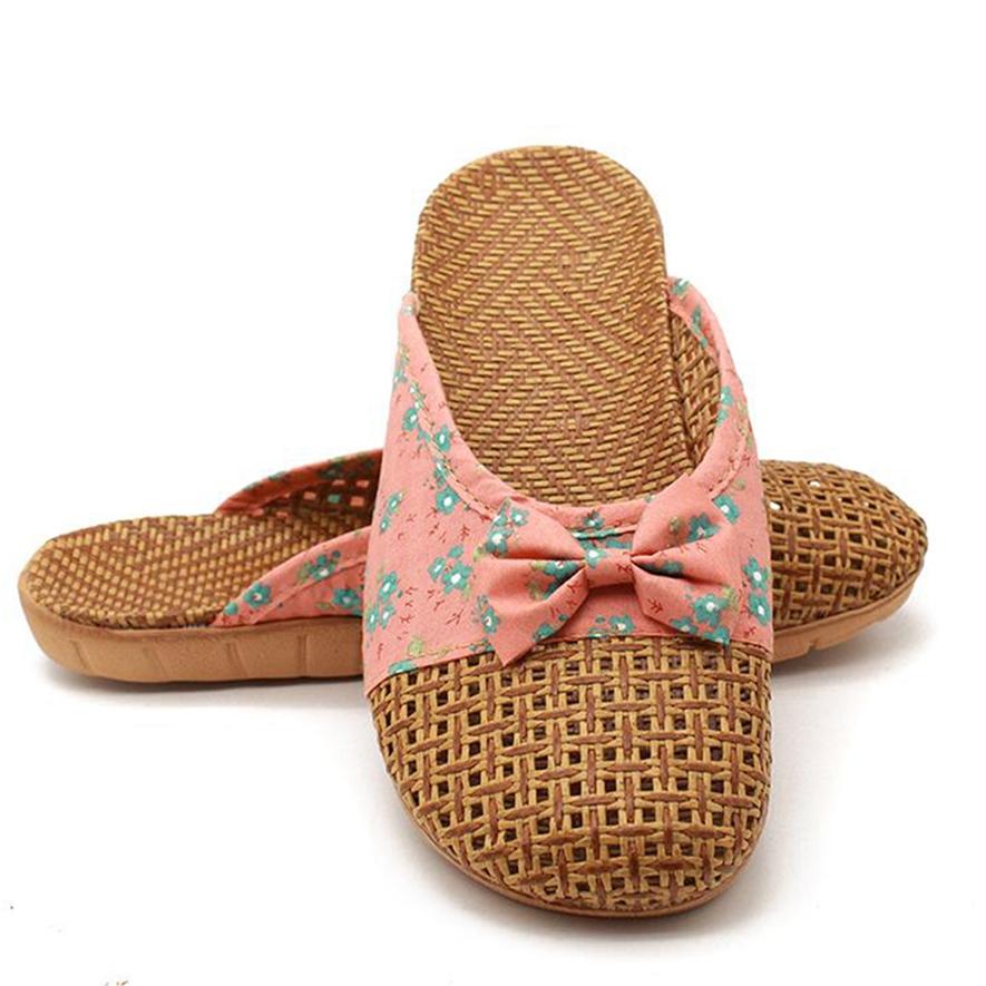 Summer Linen Woven Breathable Couple Slippers Home Indoor Non-slip Platform Slippers