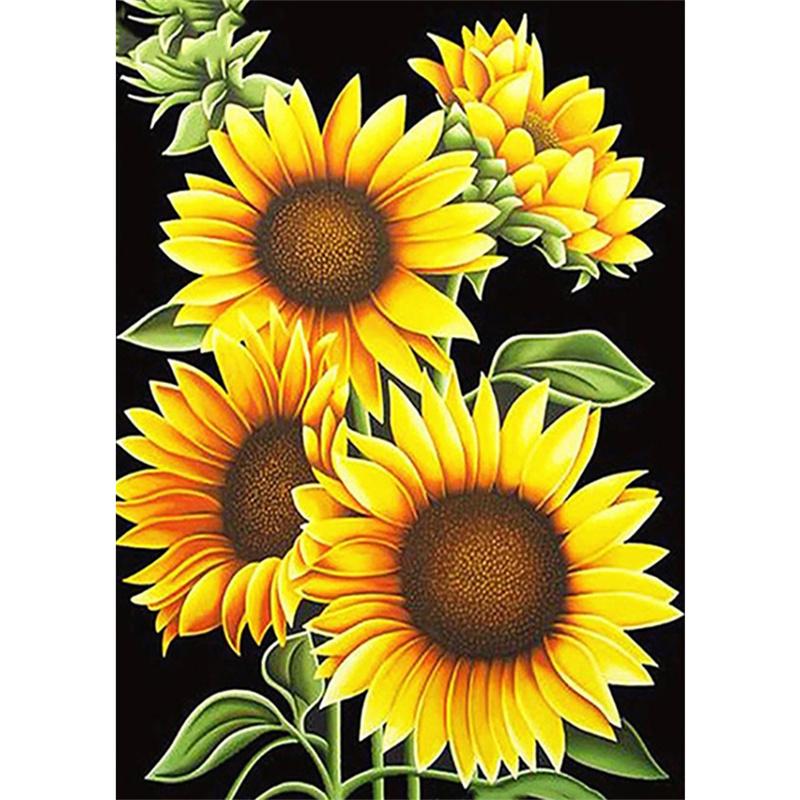 Pictură cu diamant DIY 5D, flori colorate, broderie cu diamante, kit cu punct de cruce, mozaic cu strasuri, decor pentru acasă