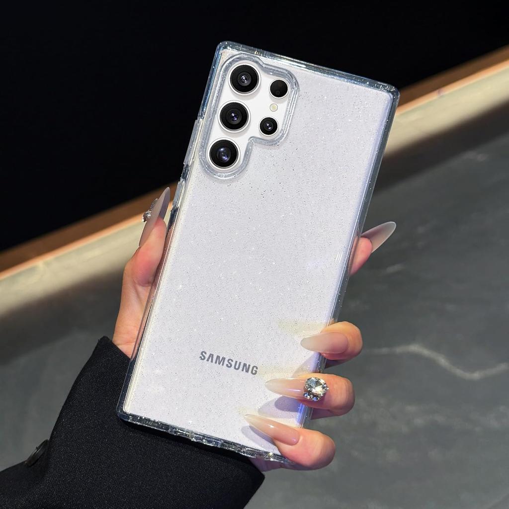 Capa Transparente com Glitter para Samsung Galaxy S26 Ultra S25 Fe S24 Plus S23 S22 S21 S20 A07 A17 A37 A57 A16 A15 A14 A26 A06 A56 A34 A25 A35 A55 A54 5G