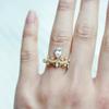 Independent Station Vintage Crown Ring Water Drop Pear Shaped Mozzarella Diamond Engagement Ring
