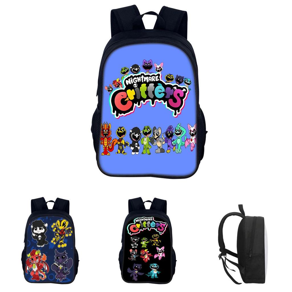 Nightmare Critters Cute And Playful Dual Shoulder Backpack For Students Ages 3 To 4