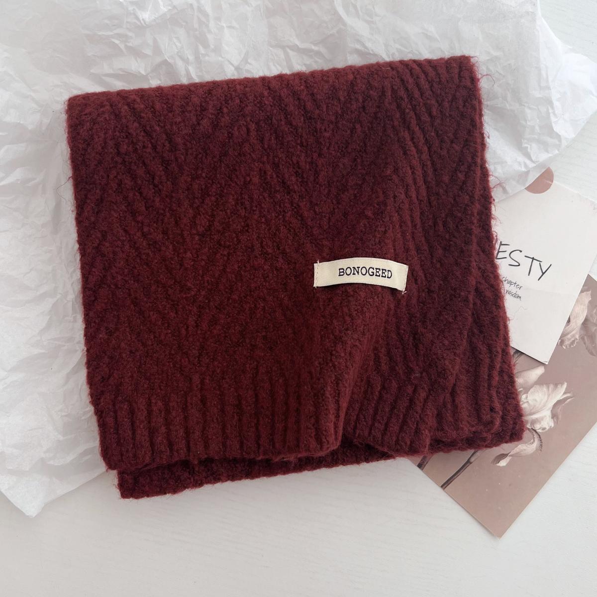 

Korea Styles Wool Knitted Small Scarf Women Winter Warm Scarves Simple Designer Thickened Shawl Soft Pashmina Neck 24x85cm