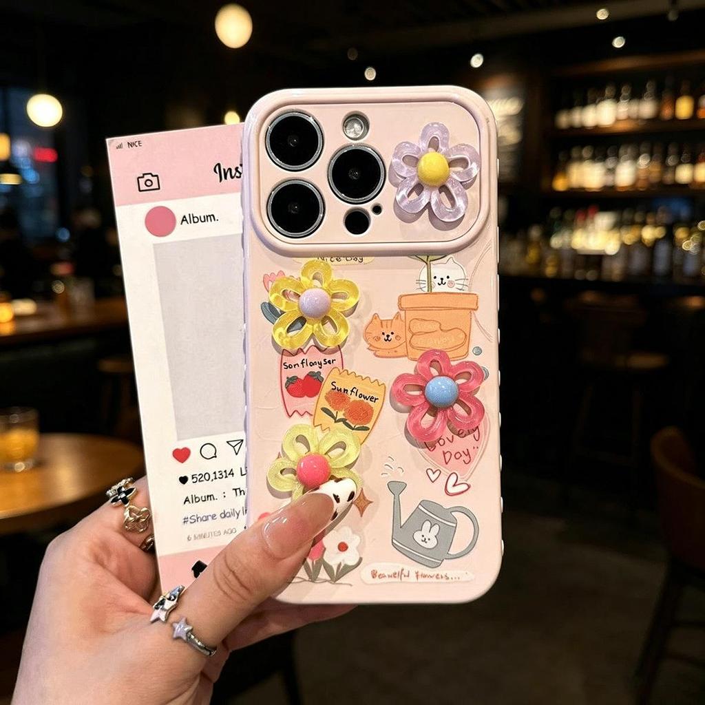 Fashionable 3D Floral Phone Case for Apple 17/16/15 Pro/Pro Max