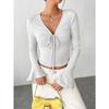 Women S Long Sleeve V Neck Flared Cuff Pullover T Shirt