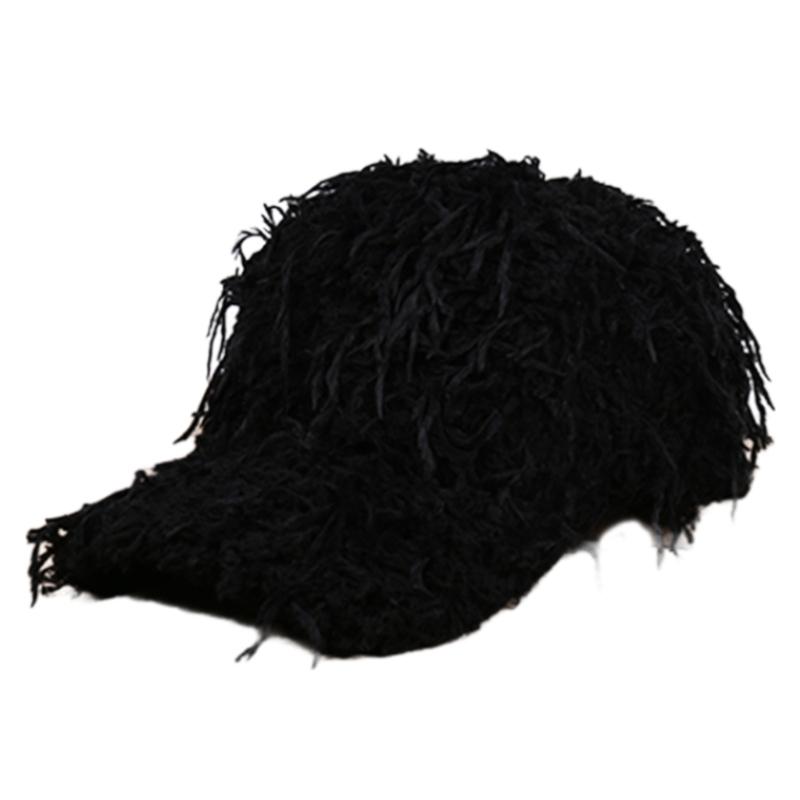 Furry Plush Baseball Caps for Men and Women Fashionable Warm Winter Baseball Hat for Outdoor Activity and Daily Wear чёрный