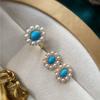 Light Luxury Design Sense Natural Turquoise Pearl Earrings For Women Exquisite Blue Earings Wedding New In Jewelry Gifts
