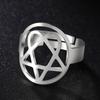 LIKGREAT Fashion Hexagram Heart Adjustable Ring Stainless Steel Star of David Pentagram Geometry Je Jewelry Gifts Wholesale