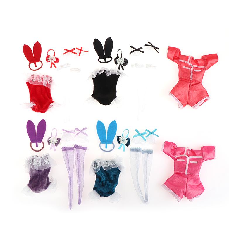 1Set Doll Clothes Short Sleeve Shorts Sexy Bunny Dress Stockings For 30Cm Doll