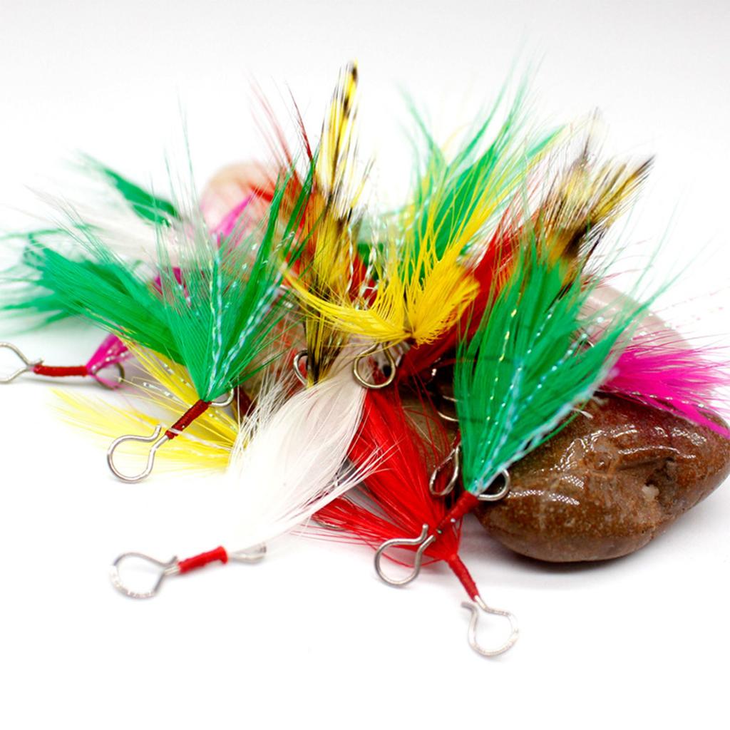 10Pcs Detachable Fishing Spoon Bait Lure Feather Fishing Equipment Feather Lure Pendant Saltwater Fishing Accessories