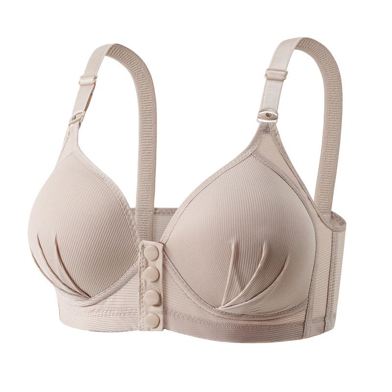 Black Front Closure Wireless Bra for Women Comfort Support M серый