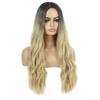 Blonde Ombre Synthetic Wig for Women 28 Inch Long Water Wave Cosplay Lolita Wig Middle Part Natural Hair Heat Resistant