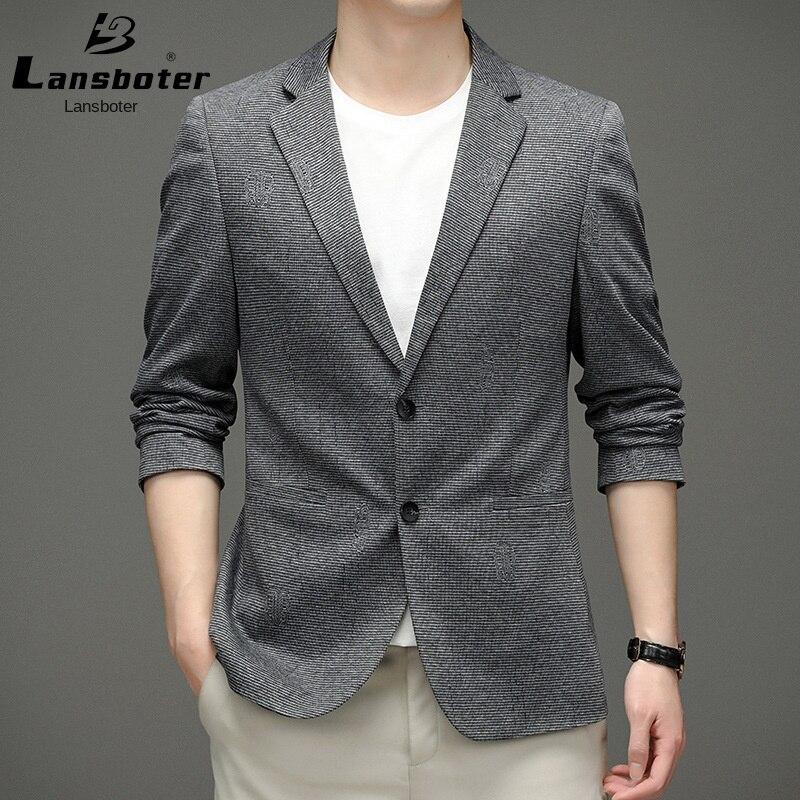 

Lansboter жаккардовый костюм весна и осень мужской повседневный костюм корейская версия тонкий маленький костюм мужской пиджак