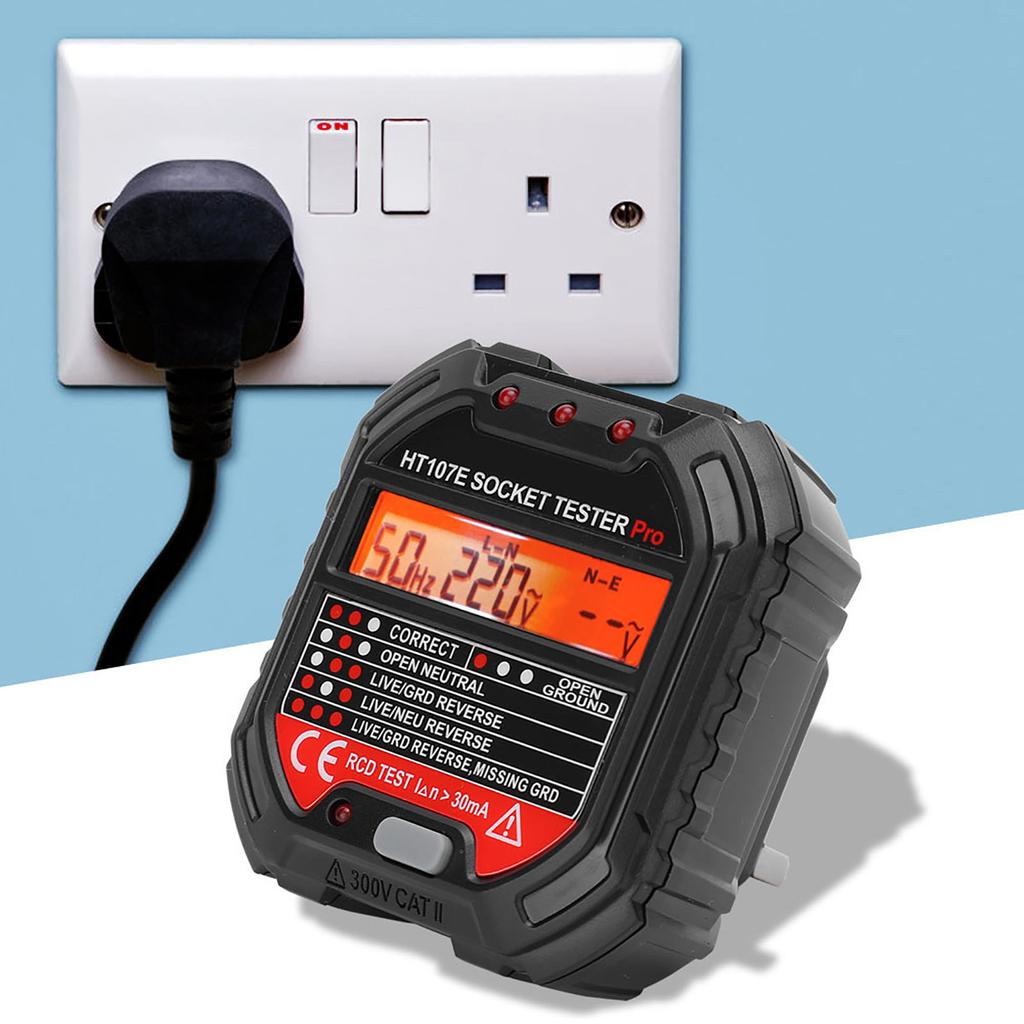 HT107E Socket Outlet Tester Accurate LCD Display Circuit Polarity Voltage Detector