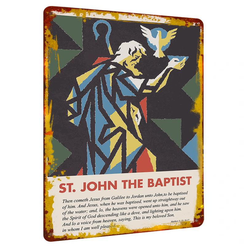 

St John The Baptist Religious Metal Wall Art Christian Bible Verse Home Decor Matthew Scripture 20x30cm（7.8x11.8inch）