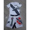 Set Tatami Jiu Jitsu BJJ Boxing 2026 Uomo Maglia Rash Guard Stampa Bianca & Pantaloncini da Combattimento Asciugatura Rapida Compressione MMA Abbigliamento Sportivo da Allenamento