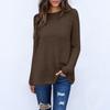 Maglione casual da donna alla moda, a maniche lunghe, ampio, scollo rotondo, davanti, corto, dietro, lungo