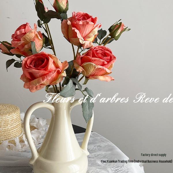 Liu Yifei Inspired Dried Flower Oil Painting - Artificial Rose Bouquet for Living Room or Dining Table Decor