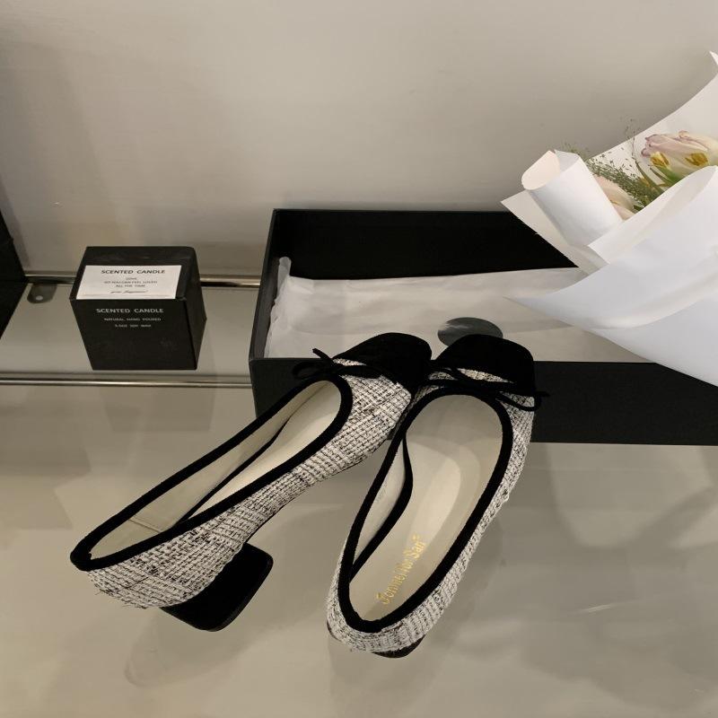 2025 Spring French Inner Height Increase Retro Pink Single Shoes Women's Shoes Small Fragrant Ballet Bow Fairy Shoes