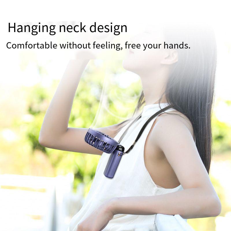 Handheld/desktop/neck mounted multi-purpose small fan LED display with 5 levels of wind power