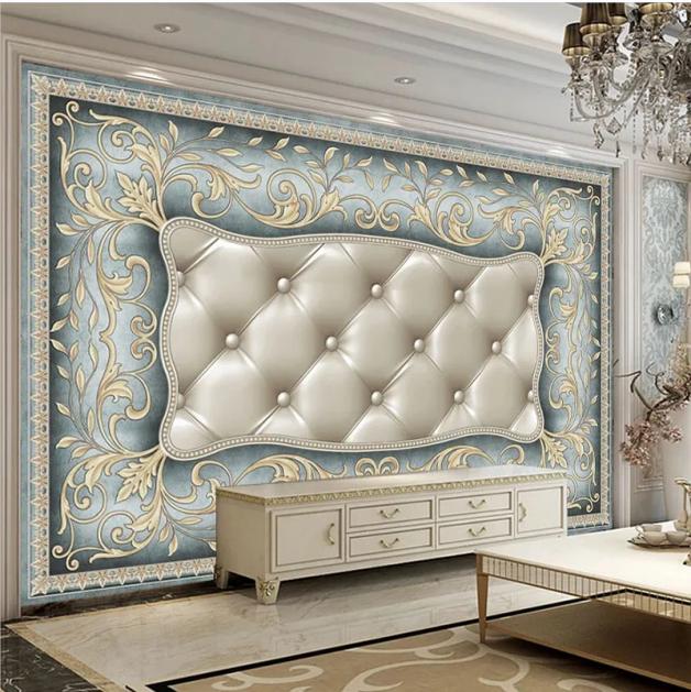 Wallpaper 3D Geometric Wall Mural Luxury Light Blue Background Mural Wall Decor Living Room Frescoes