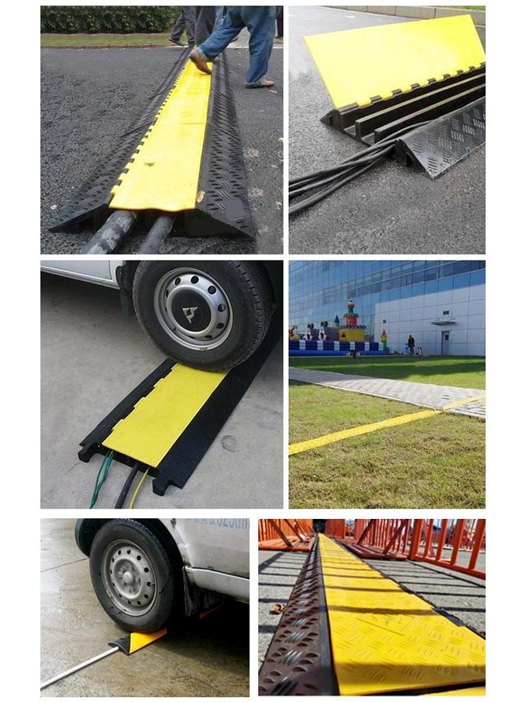 PVC Cable Trunking Board - Indoor/Outdoor Floor Duct Cover & Wire Protection Channel with Rubber Speed Bump