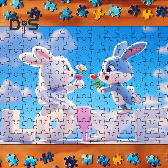 130ks/sada Pár Skládačka Králík Valentýn LÁSKA Zajíček logická hra Děti Dospělí Vzdělávací papírové puzzle Hračka Domácí dekorace
