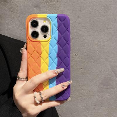 Adecuado para iPhone 15 Promax 14 13 12 11 funda suave para teléfono móvil tacto piel funda arcoíris de silicona líquida con airbag anticaída