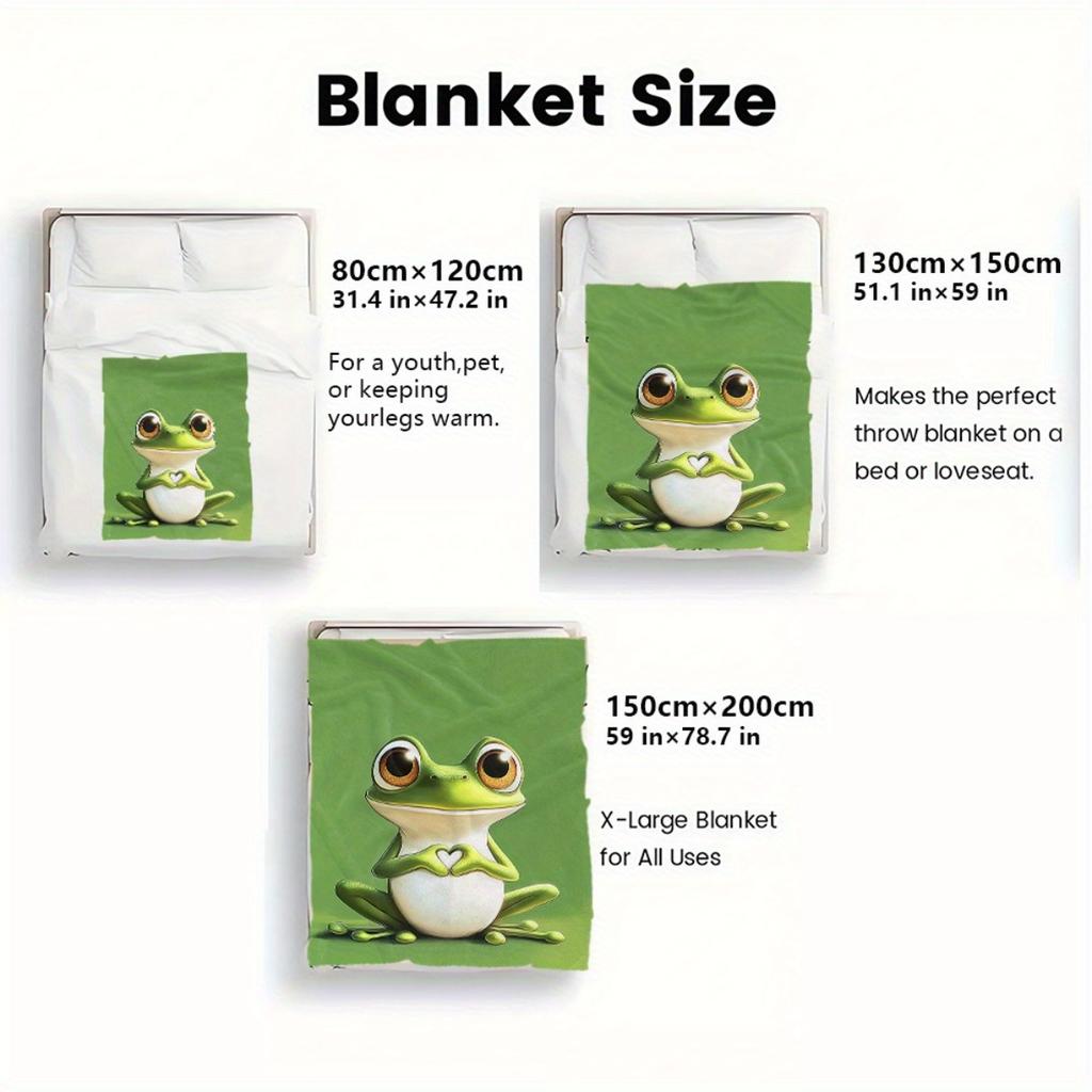 Coperta Ranocchia Carina Flanella Morbida Copricuscino Copriletto Stampa Animali Arredamento Casa Regalo per Bambini Adulti Coperta Calda Accogliente