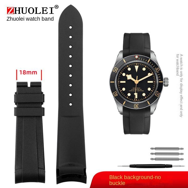 Zakřivený konec Přírodní kaučukový řemínek na hodinky pánský 22mm pro Tudor Black Bay 1958 41mm GMT Pelagos Spona s kolíčkem Skládací spona Silikonový řemínek na hodinky