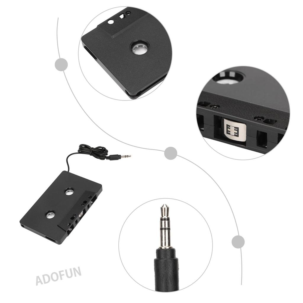 Car Cassette Adapter Audio Accessory Car 3.5mm Car Cassette Adapter Cassette to Aux Adapter Magnetic Converter MP3 Player Black