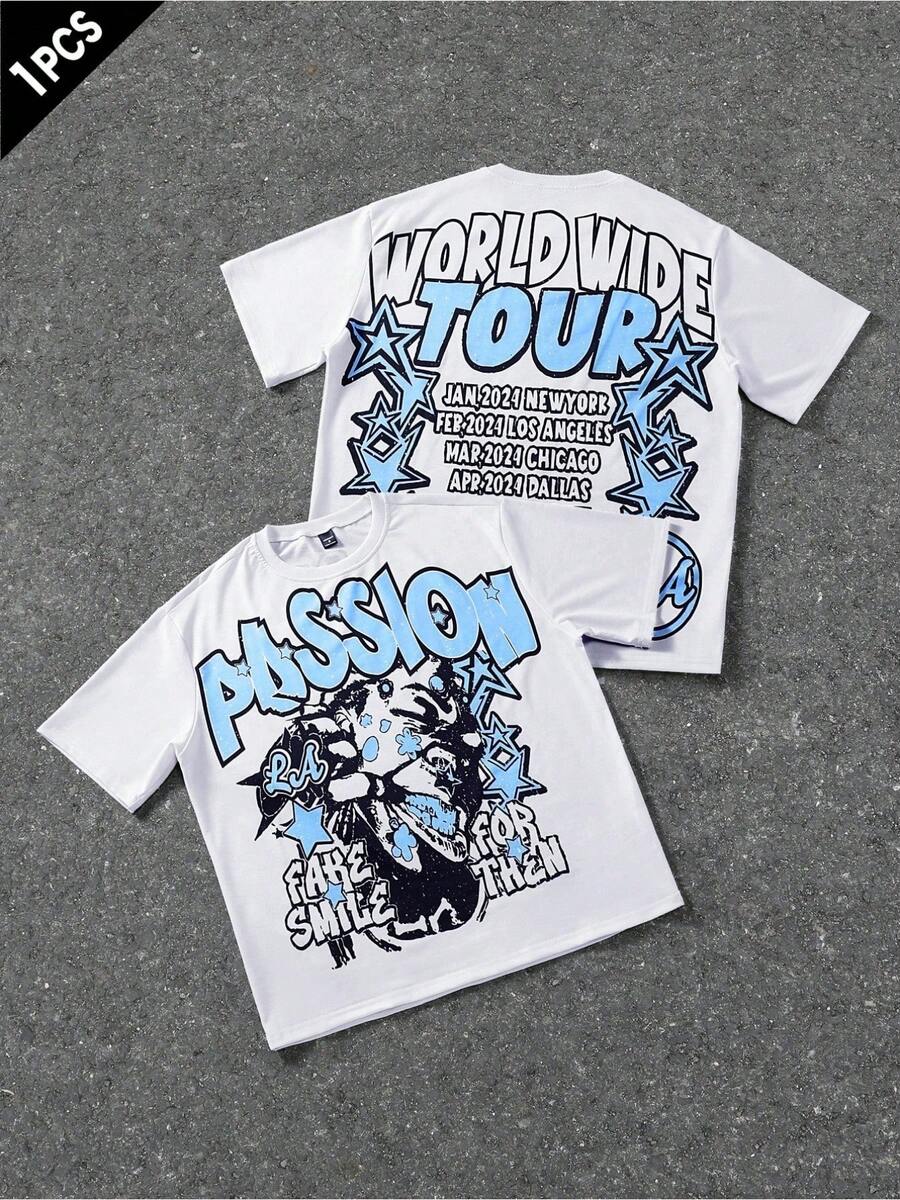 Double Sided Digital Print TShirt Front Back White Double Sided Passion Star Worldwide Tour Dates S