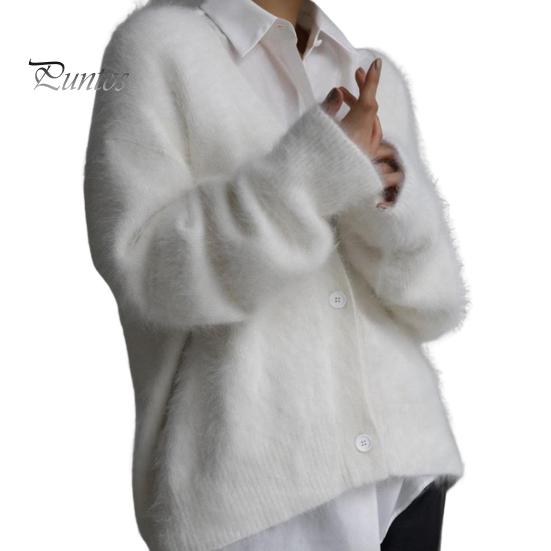 

Женское трикотажное пальто с V-образным вырезом и длинным рукавом, однотонный однобортный свитер, свободный крой, эластичная верхняя одежда S белый