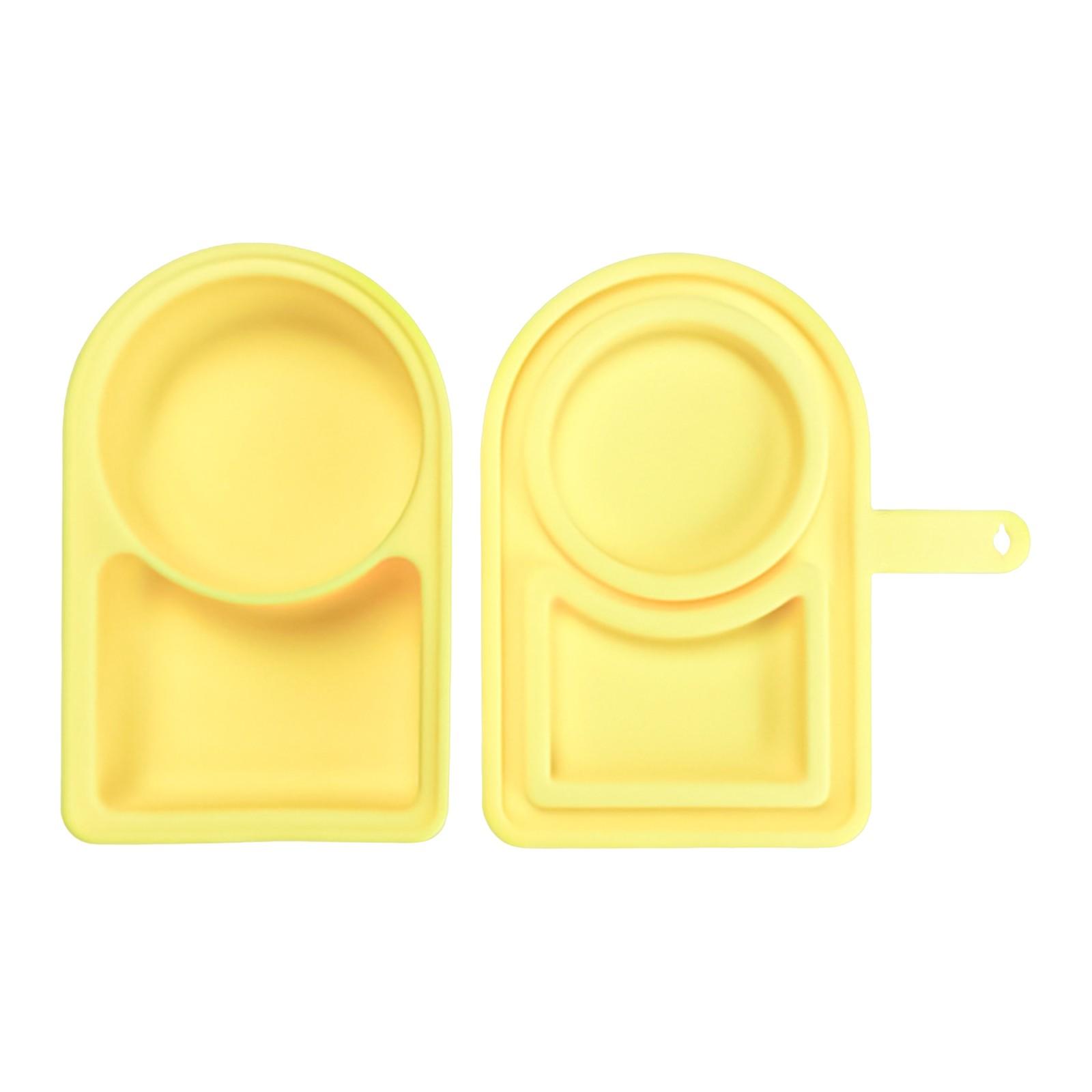 

Силиконовый многоразовый контейнер для снеков с крышкой, контейнер для снеков с двумя отделениями, контейнер для заправки/приправы One Size жёлтый