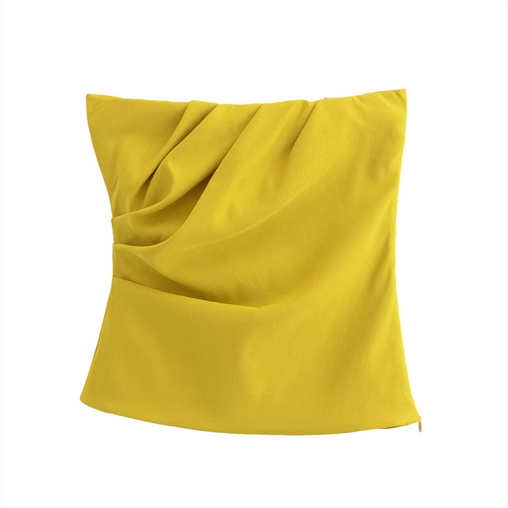 Spring/Summer 2025 Women s Slim Elastic Off-Shoulder Top Medium неоновый жёлтый