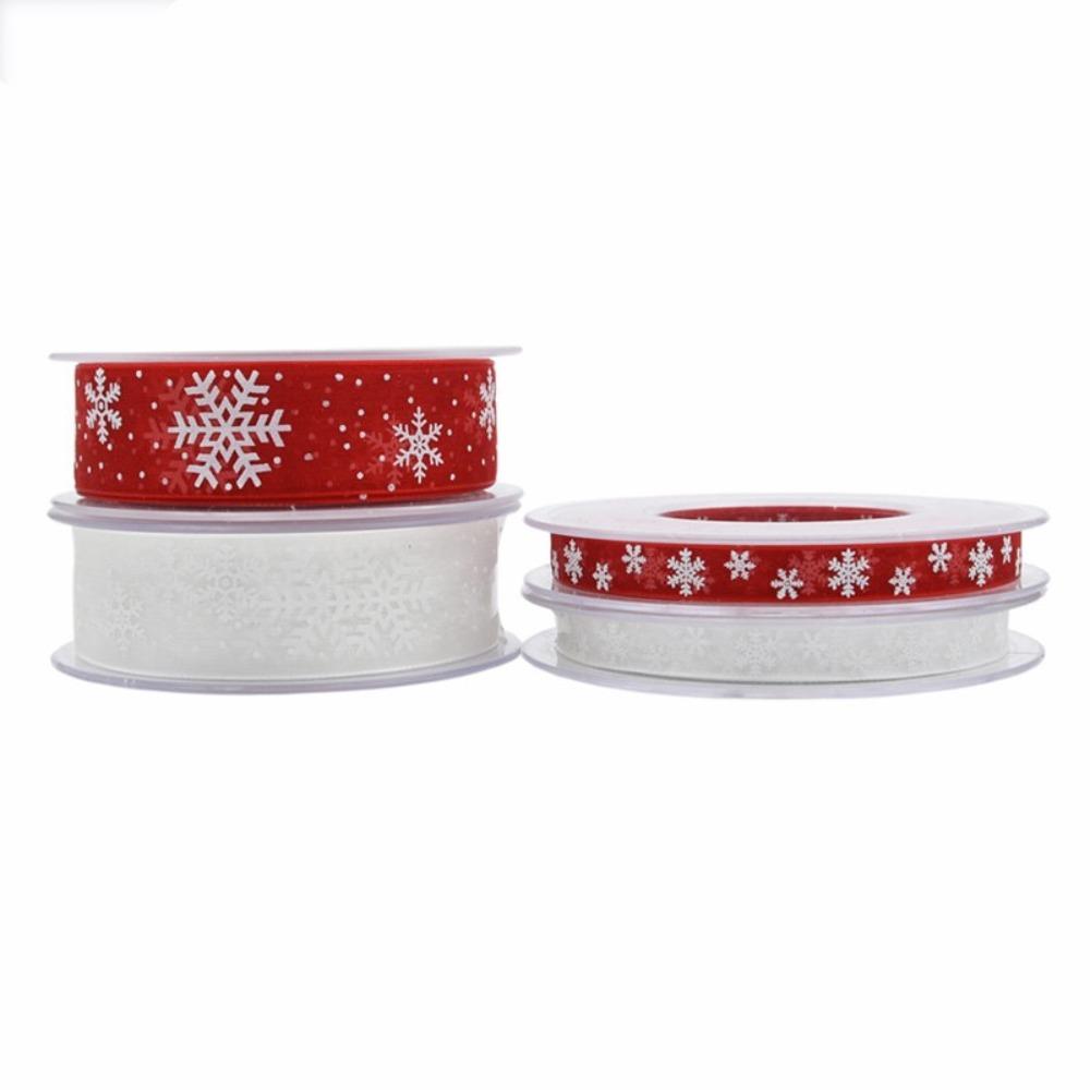 10M Christmas Gift Snowflake Ribbon Wreath Bows DIY Christmas Printed Ribbons Sewing Clothing Gift