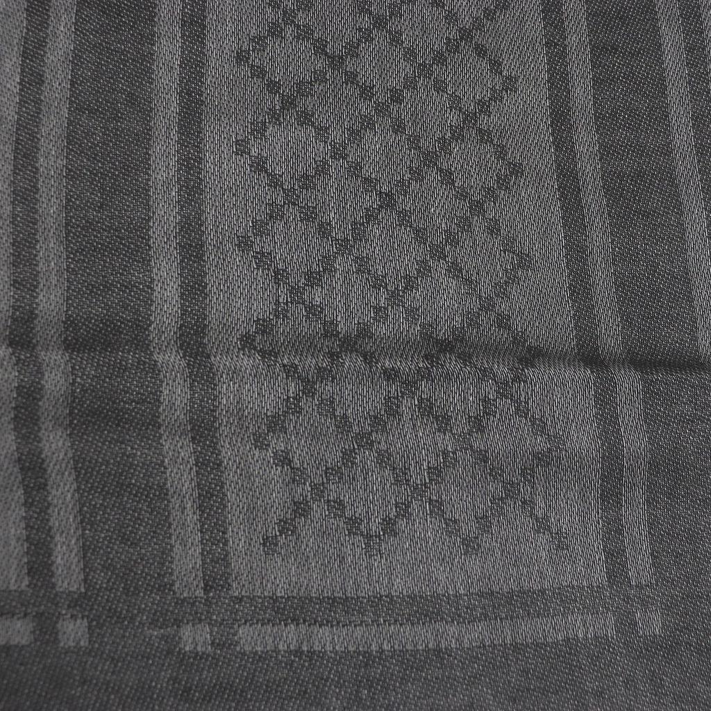 Excellent GUCCI Stall Diamante Check Pattern Fringe gray wool mens 544615 Used