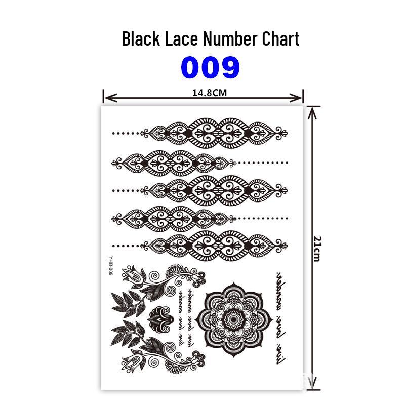 Black Lace Tattoo Stickers: Customizable, Eco-Friendly, Waterproof 210x148mm
