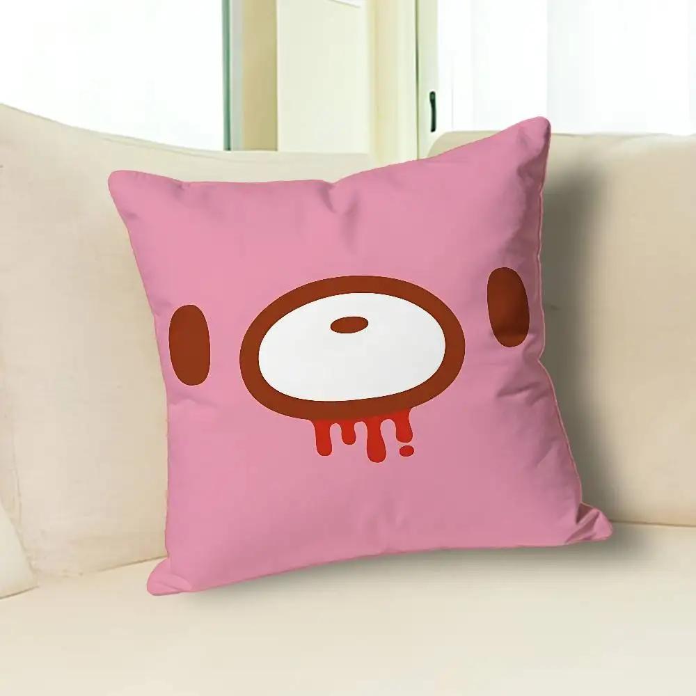 Kawaii G-Gloomys Pink Bear Pillow Cases for Bedroom Living Room Sofa Home Decor Polyester Cushion Cover with Zipper