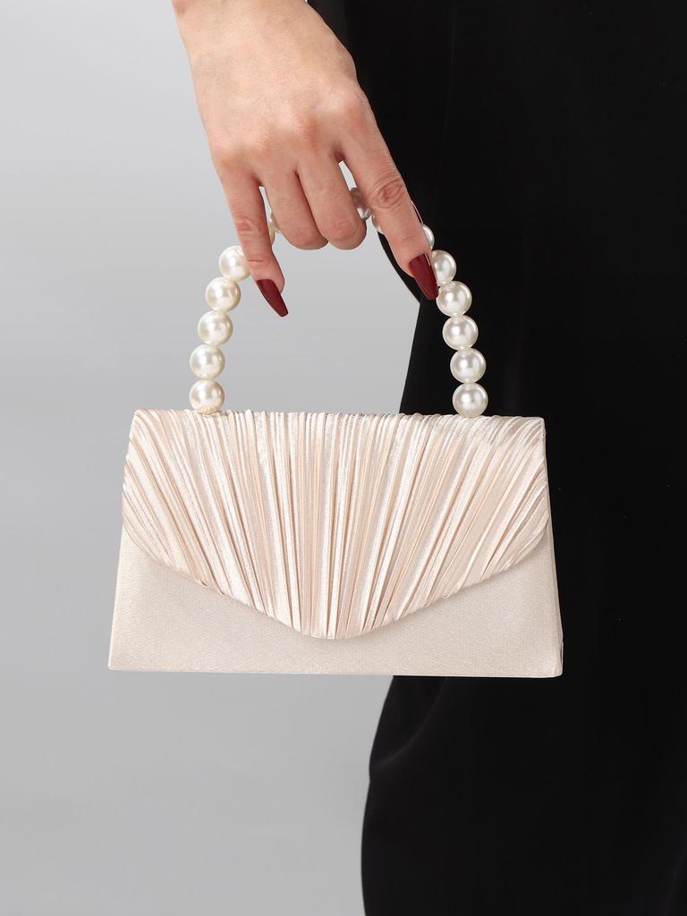 Borsa a tracolla da sera di lusso a pieghe con perle
