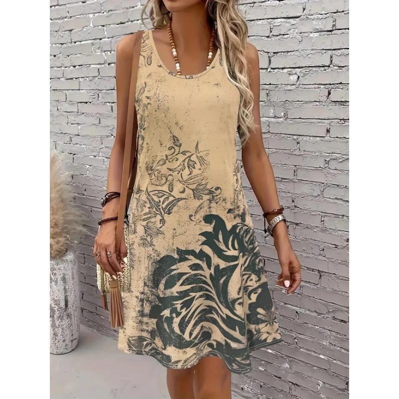 2025 Vestito con Spalline Stampa Digitale Transfrontaliera Vestito Gilet Gonna Lunga Moda Donna Gonna Vestito Vita Normale Origine Cina