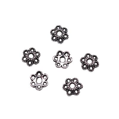 50Pcs Bead Caps Charm Jewelri Antique Silver Color 6X6X2mm