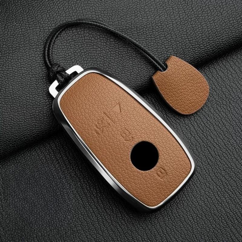 Car Key Case For Mercedes Benz Gls450 Key Cover Genuine Goat Leather Shell Buckle Bag; Gls480 Gls600