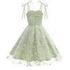 Abito a Bretelle alla Moda per Bambini Abito con Ricamo in Rete Fiocco Abito da Principessa
