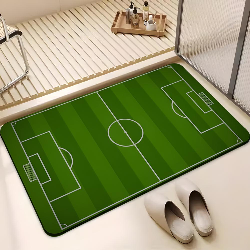 Mode F-Fußballfeld Bodenmatte Saugfähige Fußmatte Rutschfeste Eingangsmatte für Badezimmer Toiletten und WCs