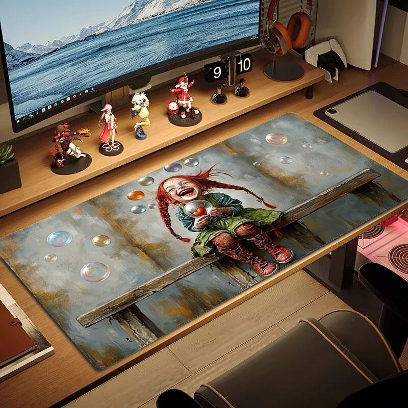 Pippi Longstocking Large Size Mouse Pad Large Gaming Table Cushion Non-slip Laptop Tablet Big Mousepad XXL Mat Mini PC Playmat With Lock edge