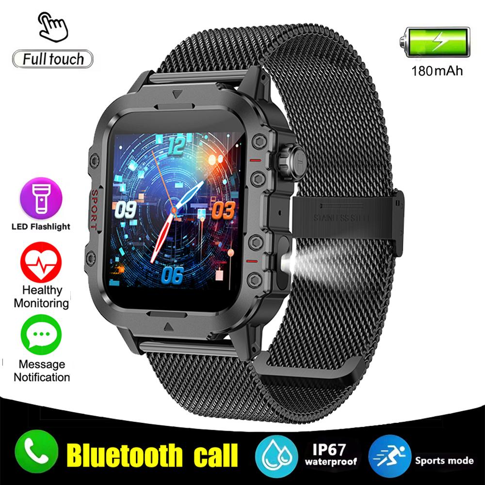 New Military Smart Watch Men IP67 3ATM Outdoor Sports Fitness Tracker Health Monitor 1.44Inch BT Call Smartwatch