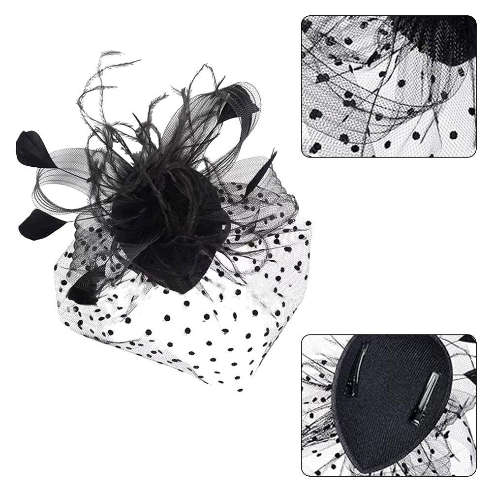 Black Fascinators Hat  Pillbox Hat Wedding Lace Gloves  Women